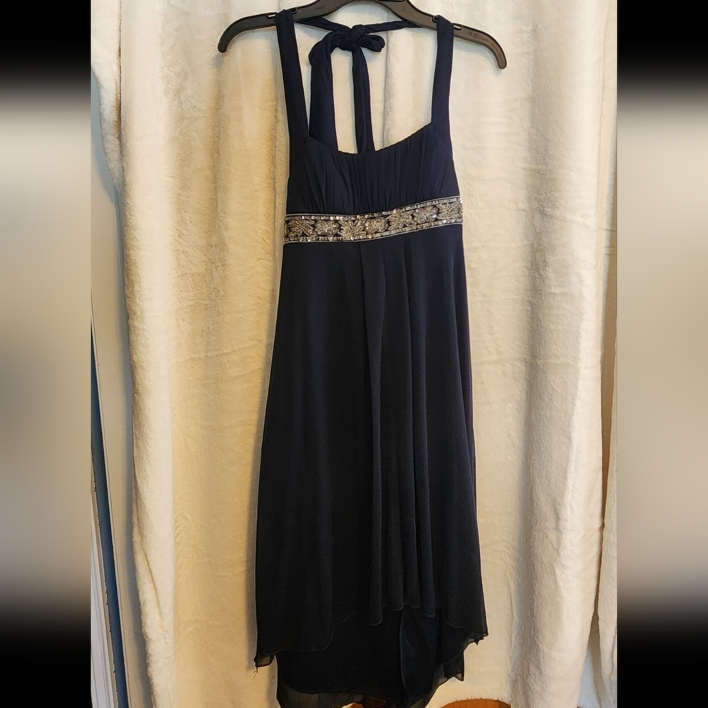 Juniors Navy halter dress